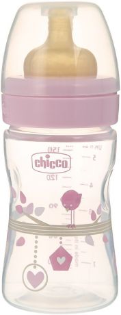 Chicco Бутылочка для кормления с латексной соской Well-Being Girl от 0 месяцев 150 мл