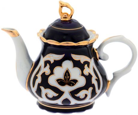 Чайник заварочный Turon Porcelain "Пахта", цвет: синий, белый, золотистый, 800 мл
