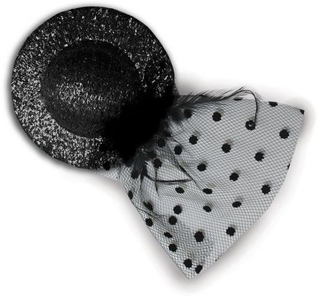 Partymania Карнавальная мини-шляпка с вуалью цвет черный