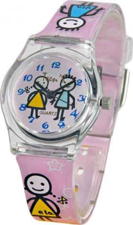 Часы наручные детские Тик-Так "Мальчик и девочка", цвет: розовый