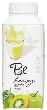 Be Happy Йогурт смусси Киви-Яблоко-Лайм, 2,8%, 330 г
