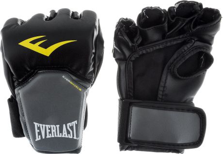 Перчатки для единоборств Everlast "Competition Style MMA", цвет: черный, серый, желтый. Размер S/M