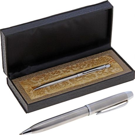 Ручка подарочная шариковая Calligrata "Стиль", 714152, в футляре, поворотная, корпус серебристый