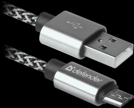 Дата-кабель Defender USB08-03T PRO USB-microUSB 1,2м Grey