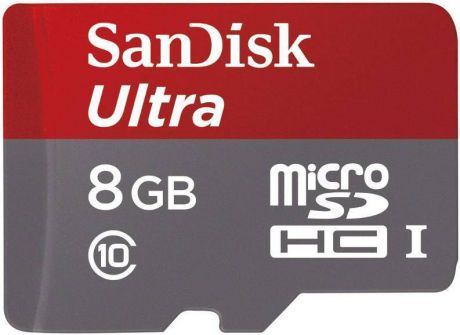 SanDisk Ultra microSDНC 8GB 48MB/s Class 10 UHS-I (черный, красный, серый)