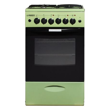 Газовая плита REEX CGE-531, электрическая духовка, зеленый