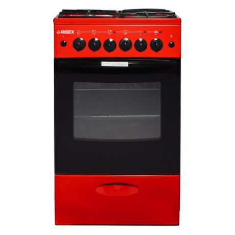 Газовая плита REEX CGE-531, электрическая духовка, красный