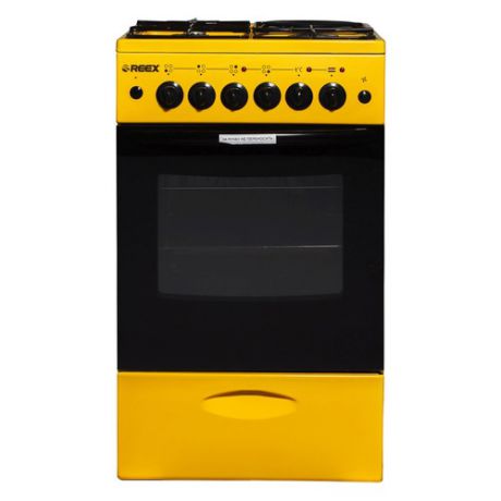 Газовая плита REEX CGE-531, электрическая духовка, желтый