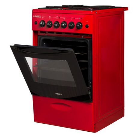 Газовая плита REEX CGE-531969, электрическая духовка, красный