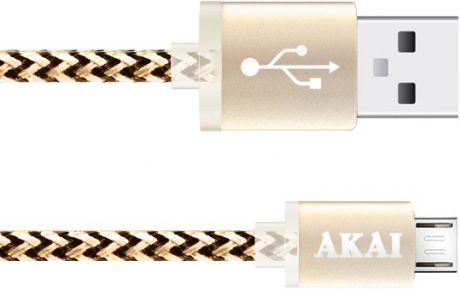 Дата-кабель Akai CE-421Y USB-micro USB Yellow-Black