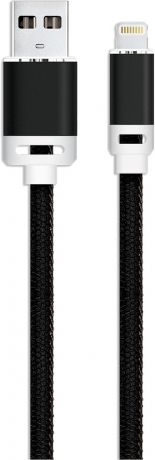 Дата-кабель Akai 8-pin Apple Lightning 1м экокожа Black