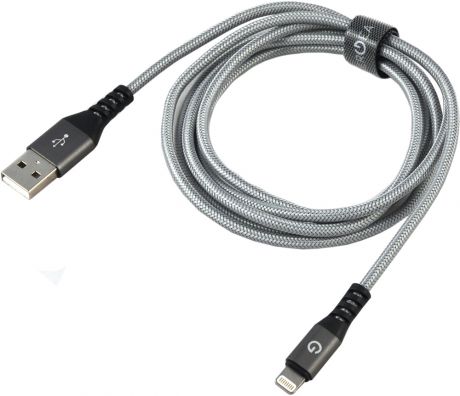 Дата-кабель Energea Alutough Kevlar Gun-150 USB-Lightning Apple MFI 1,5м Silver