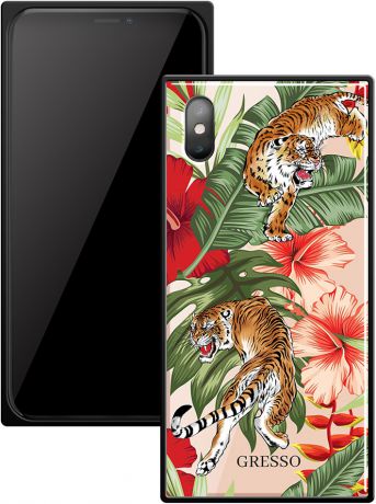 Клип-кейс Gresso Glass Apple iPhone X прямоугольный тигр
