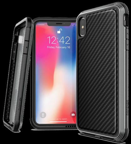 Клип-кейс X-Doria iPhone XS Max противоударный карбон Black