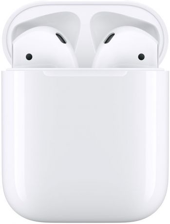 Беспроводные наушники с микрофоном Apple AirPods 2 (2019) с футляром без возможности беспроводной зарядки White (MV7N2RU/A)