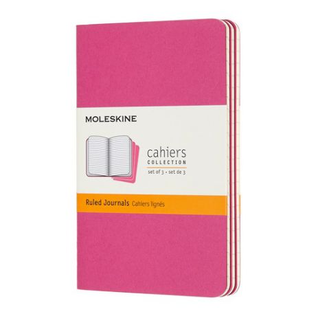 Блокнот Moleskine CAHIER JOURNAL Pocket 90x140мм обложка картон 64стр. линейка розовый неон (3шт) 9 шт./кор.