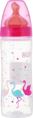 Бутылочка для кормления NUK First Choice New Classic, с латексной соской FC, от 6 месяцев, 250 мл, 10741646-Фламинго розовый