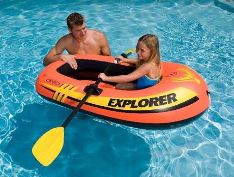 Лодка надувная Intex "Эксплорер 100", с58329, оранжевый, 147 х 84 х 36 см