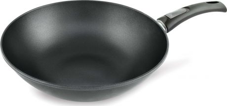 Сковорода-вок литая Нева Металл Посуда "Титан", с полимер-керамическим антипригарным покрытием, со съемной ручкой, цвет: черный. Диаметр 26 см