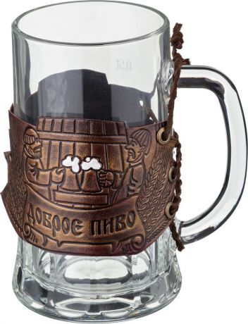 Кружка пивная Agness Доброе пиво, 352-286, коричневый, 600 мл