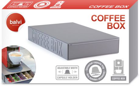 Подставка для кофейных капсул Balvi "Coffee Box", цвет: серый, 33 х 22 х 5,5 см