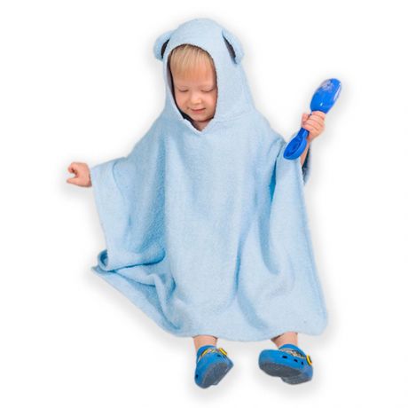 Полотенце детское BabyBunny Полотенце пончо мишка, L, голубой
