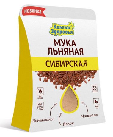 Льняная мука Компас Здоровья мука льняная, натуральная, органическая, 200