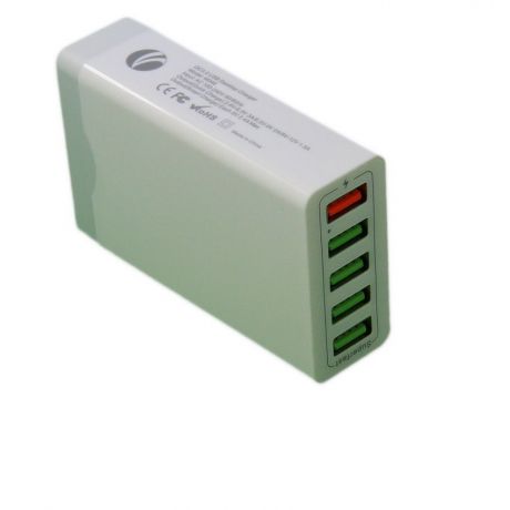 Зарядное устройство VCOM на 5 портов AC (EU Plug (100 - 220V) --> USB), IC, Quick Charge (M046/CA-M046)