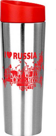 Термокружка I Love Russia, РК-0406М, красный, серый металлик, 400 мл
