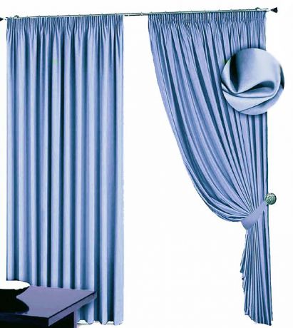 Комплект штор для гостиной и спальни - арт. 107 голубой, (200х270)х2