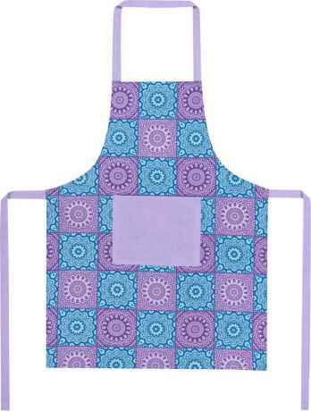Фартук кухонный Guten Morgen Индия, с карманом, фиолетовый, 60 х 80 см
