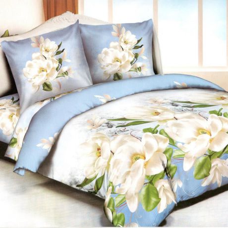 Комплект постельного белья Letto, PS154-3, голубой, 1,5 спальный, наволочки 70x70