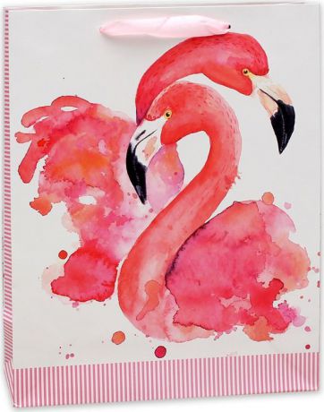 Подарочная упаковка Dream Cards "Изящные фламинго", 26,4 х 32,7 х 13,6 см