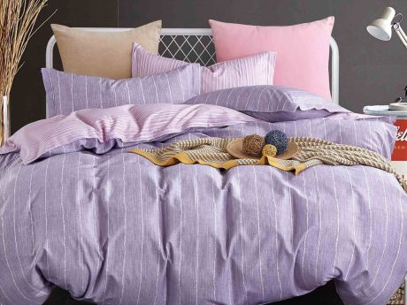 Комплект постельного белья Cleo Satin lux Коллин, 20/358-SL, сиреневый, 2-спальный, наволочки 70x70