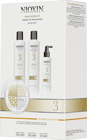 Косметический набор для волос Nioxin "Система 3", 3 ступенчатый, Шампунь, 150 мл + Кондиционер, 150 мл + Маска для кожи головы, 40 мл