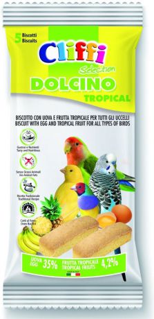 Лакомство Cliffi Dolcino Per Ucсelli Tropical Яичный бисквит с тропическими фруктами, для птиц, 35 г