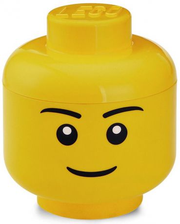 Ящик для игрушек LEGO Storage Head Small Лицо мальчика, 40311724, желтый
