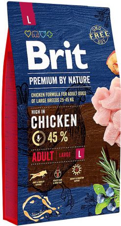 Корм сухой Brit Premium by Nature Adult L, для взрослых собак крупных пород, 8 кг