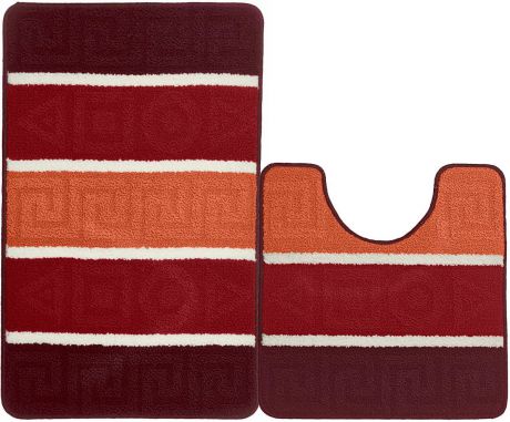 Набор ковриков для ванной Kamalak Tekstil, УКВ-1050, бордовый, 2 шт