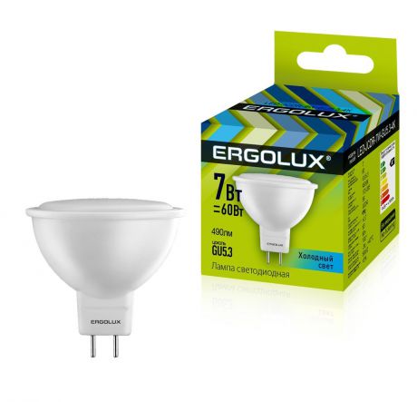 Лампочка Ergolux LED-JCDR-7W-GU5.3-4K, Холодный свет 7 Вт, Светодиодная