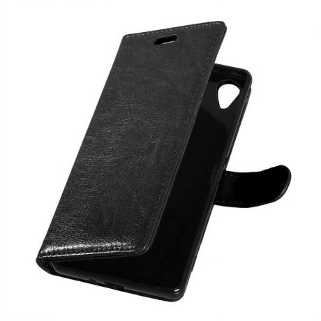 Чехол из PU кожи с флип-стойкой с магнитным закрытием и отделением для карт для Sony Xperia X (черный)