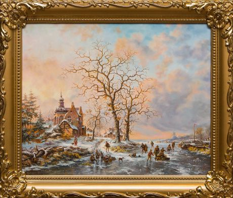 Картина маслом "Зима в Голландии" Якущенко