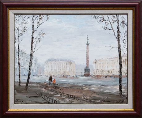 Картина маслом "Вид на Дворцовую площадь" Стеняев
