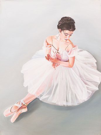 Картина маслом "Балерина на полу" Иванов