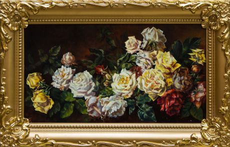 Картина маслом "Розы белые" Якущенко