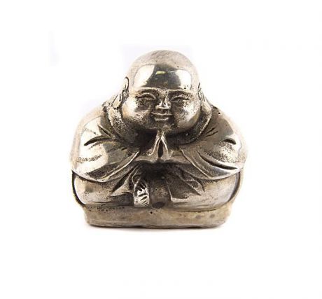 Статуэтка "Молящийся хотей". Металл, чеканка. Китай, вторая половина XX века