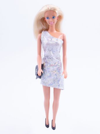 Одежда для кукол Модница Вечернее платье для куклы 29 см с сумочкой и туфлями серебристый