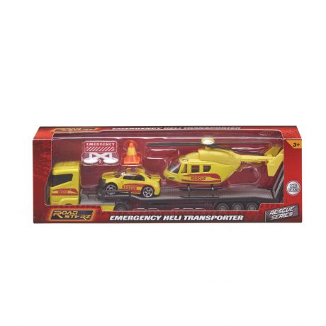 Сюжетно-ролевые игрушки HTI Teamsterz Перевозчик с машиной и вертолетом, ast1373618.18, желтый