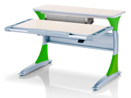 Ученический стол Comf-pro Гарвард с ящиком (цвет столешницы: беленый дуб, цвет ножек стола: зеленый)