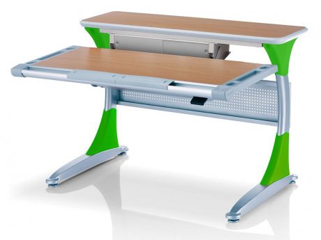 Ученический стол Comf-pro Гарвард с ящиком (цвет столешницы: бук, цвет ножек стола: зеленый)